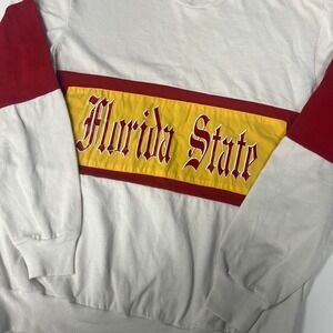 VTG Nutmeg Mills Florida State Seminoles Crewneck Shirt Made in USA  L‎ *FLAWS*